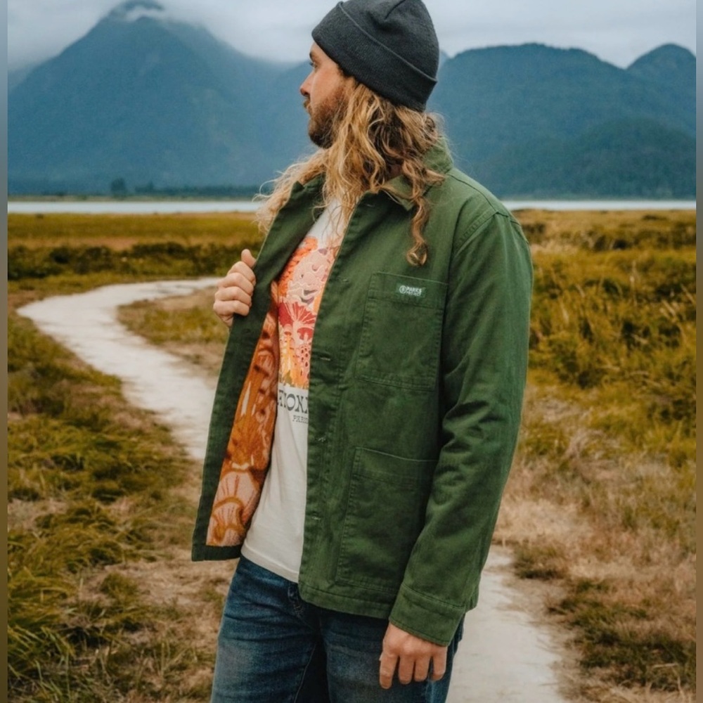 Parks Project Trail Coat Green Chore Jacket Orange Shroom Flannel Lining Medium
